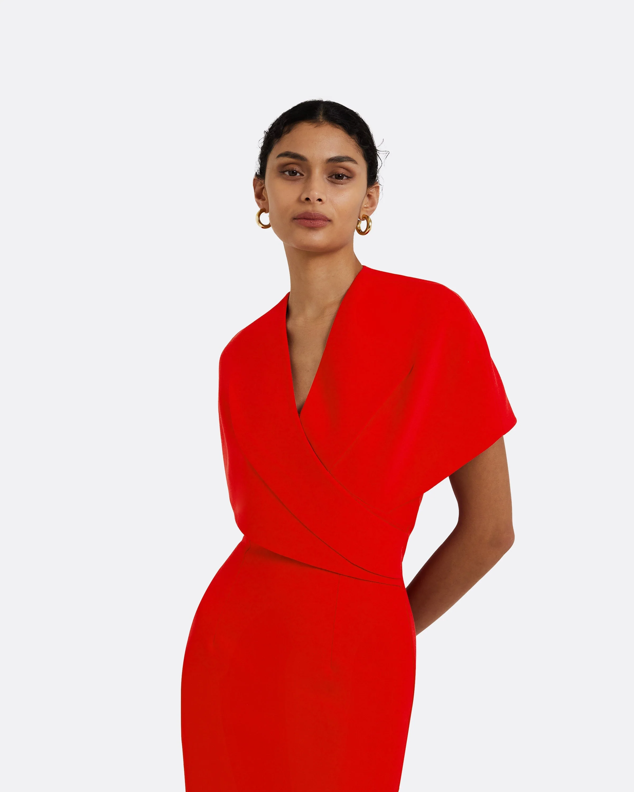 Flora Cherry Red Midi Dress - Image 3