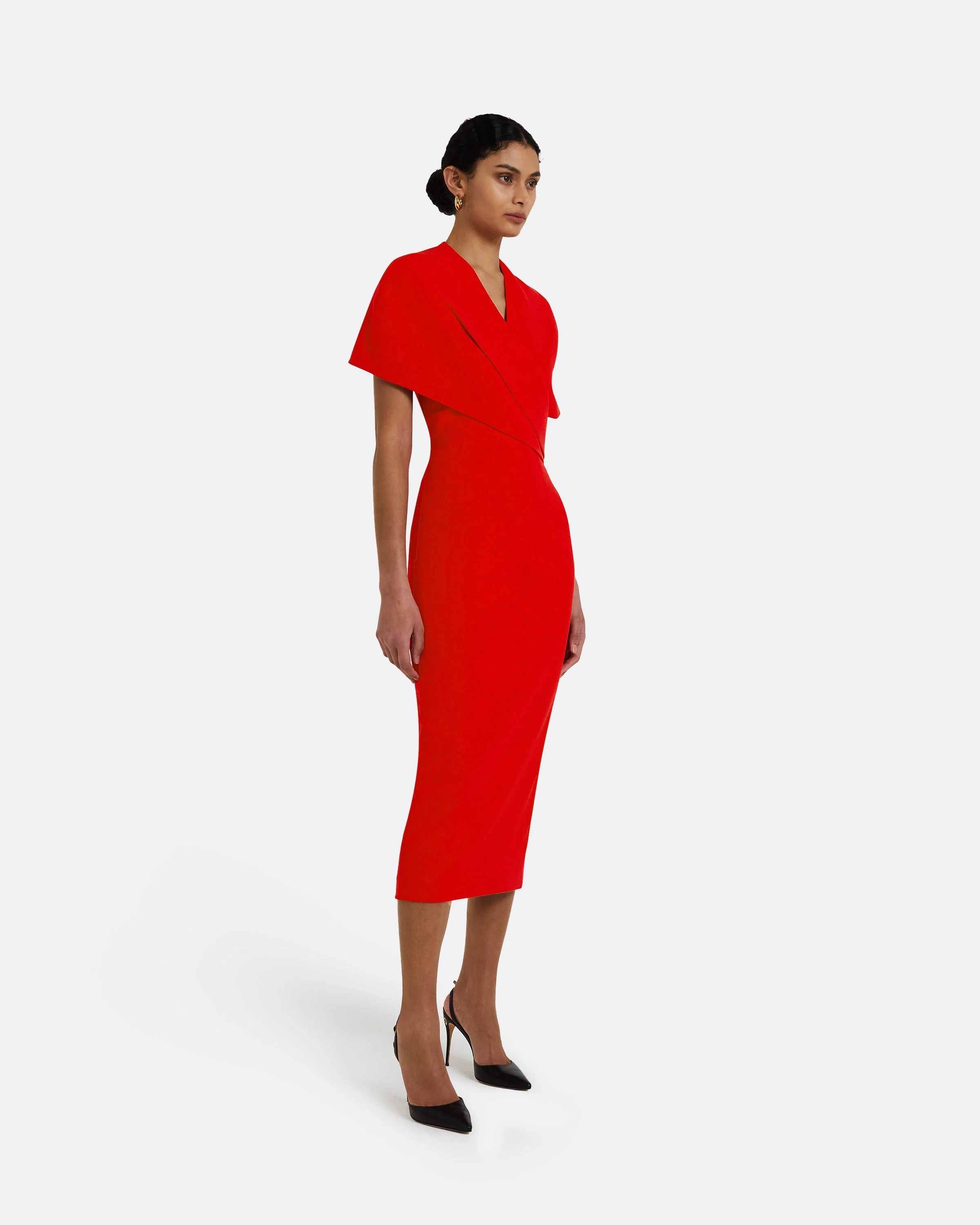 Flora Cherry Red Midi Dress - Image 4