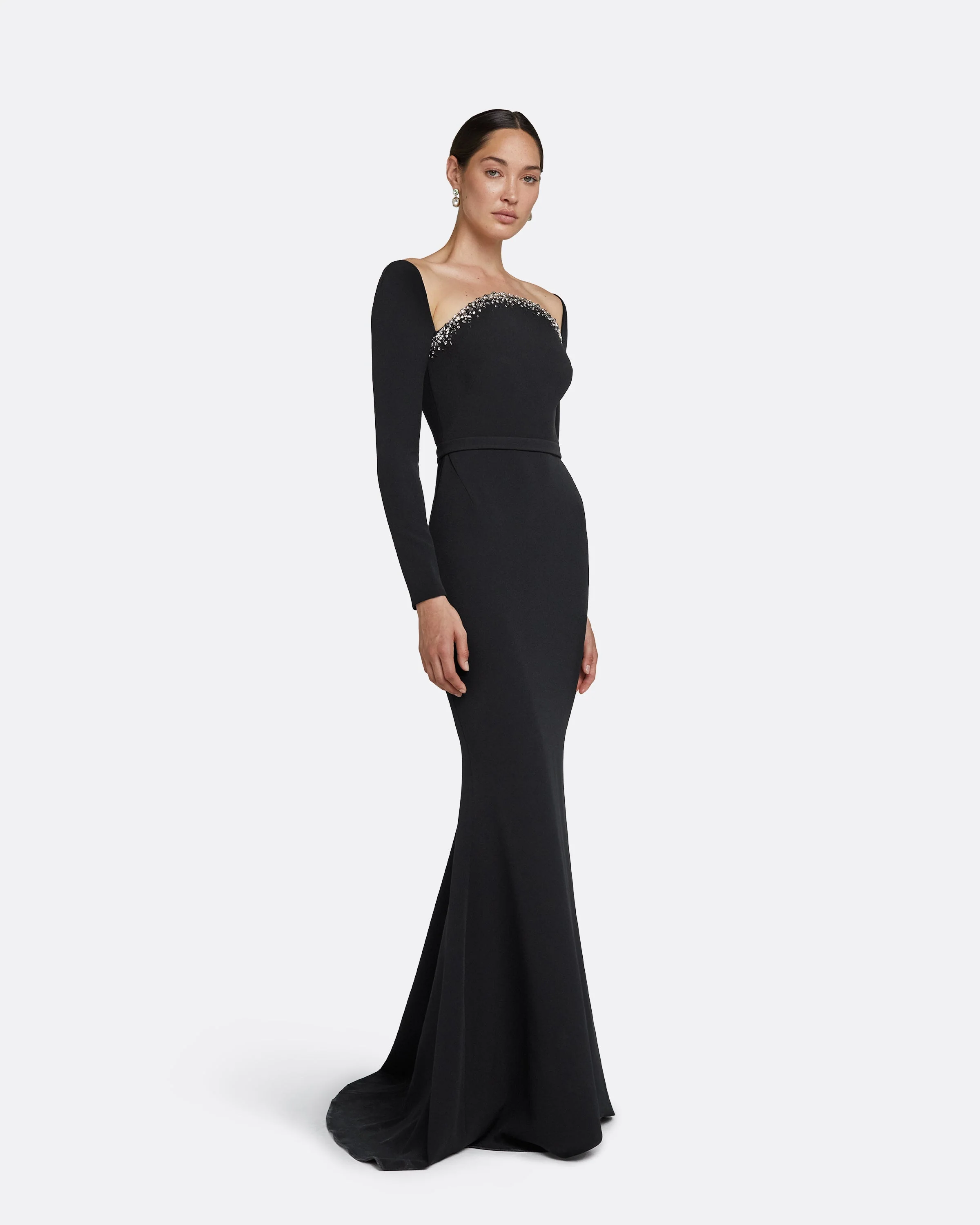 Heidi Black Embroidered Long Dress - Image 4