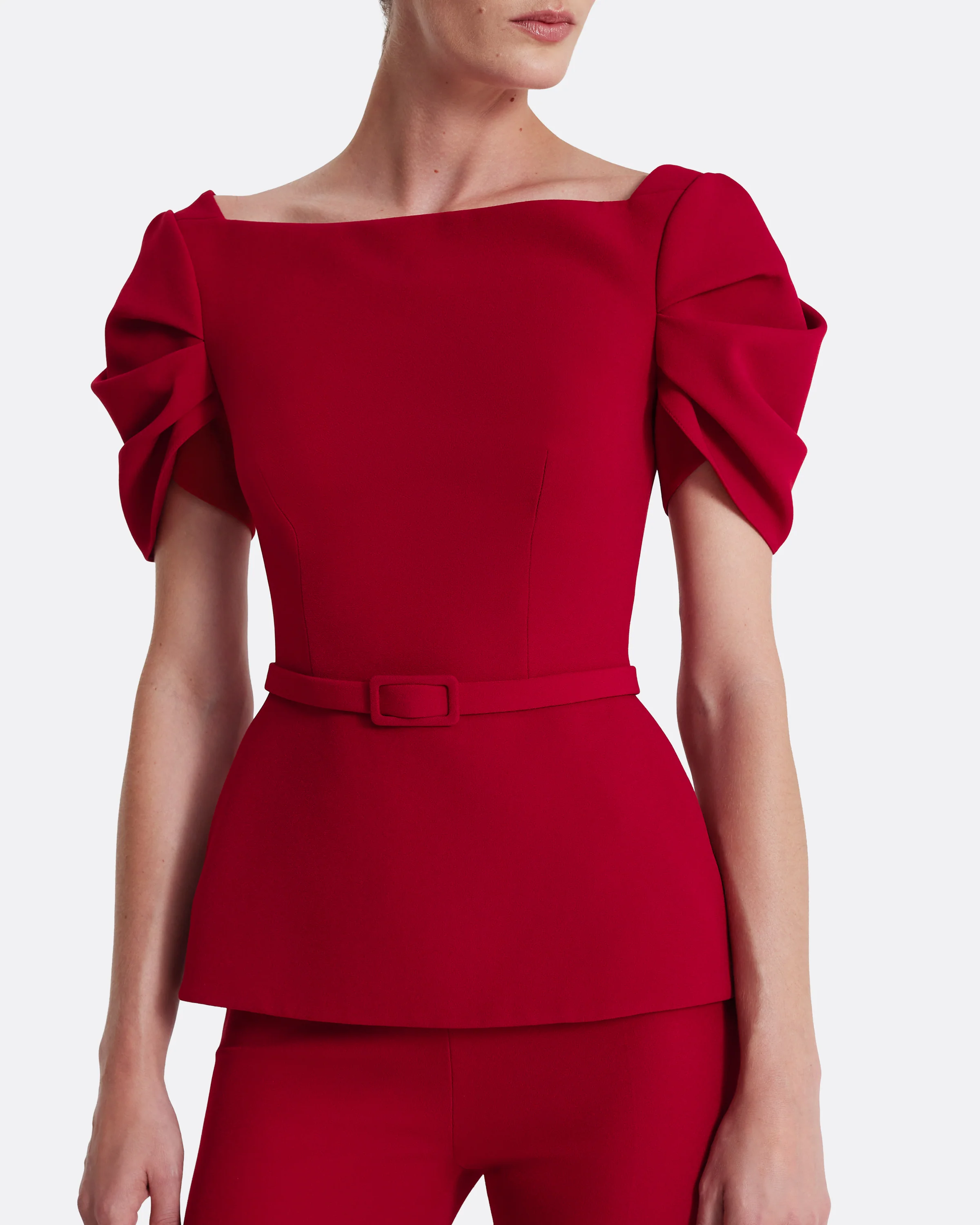 Ivana Top & Bertha Belt in Azalea Red - Image 4