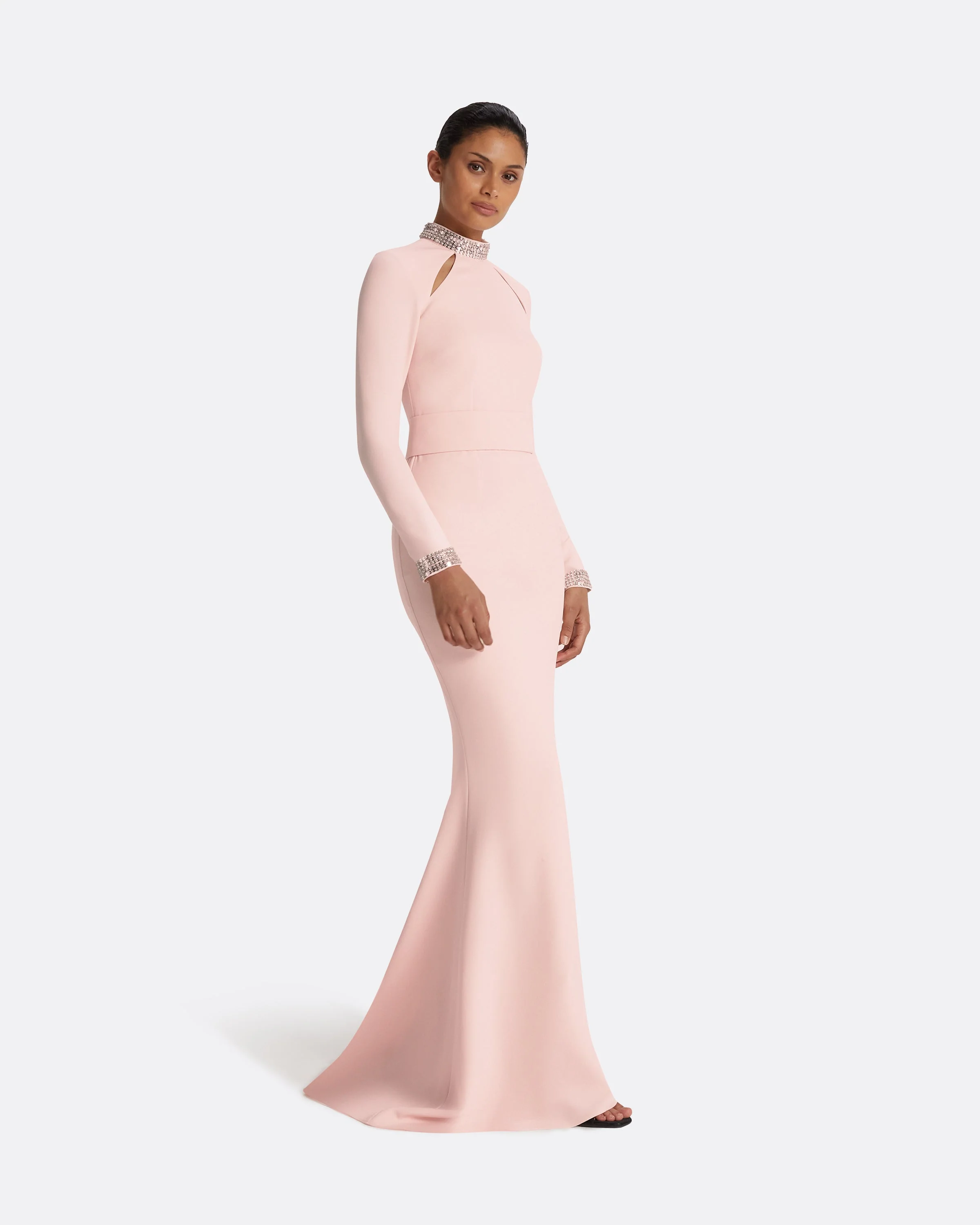 Kamala Pale Pink & Mirror Disc Embroidery Long Dress - Image 4