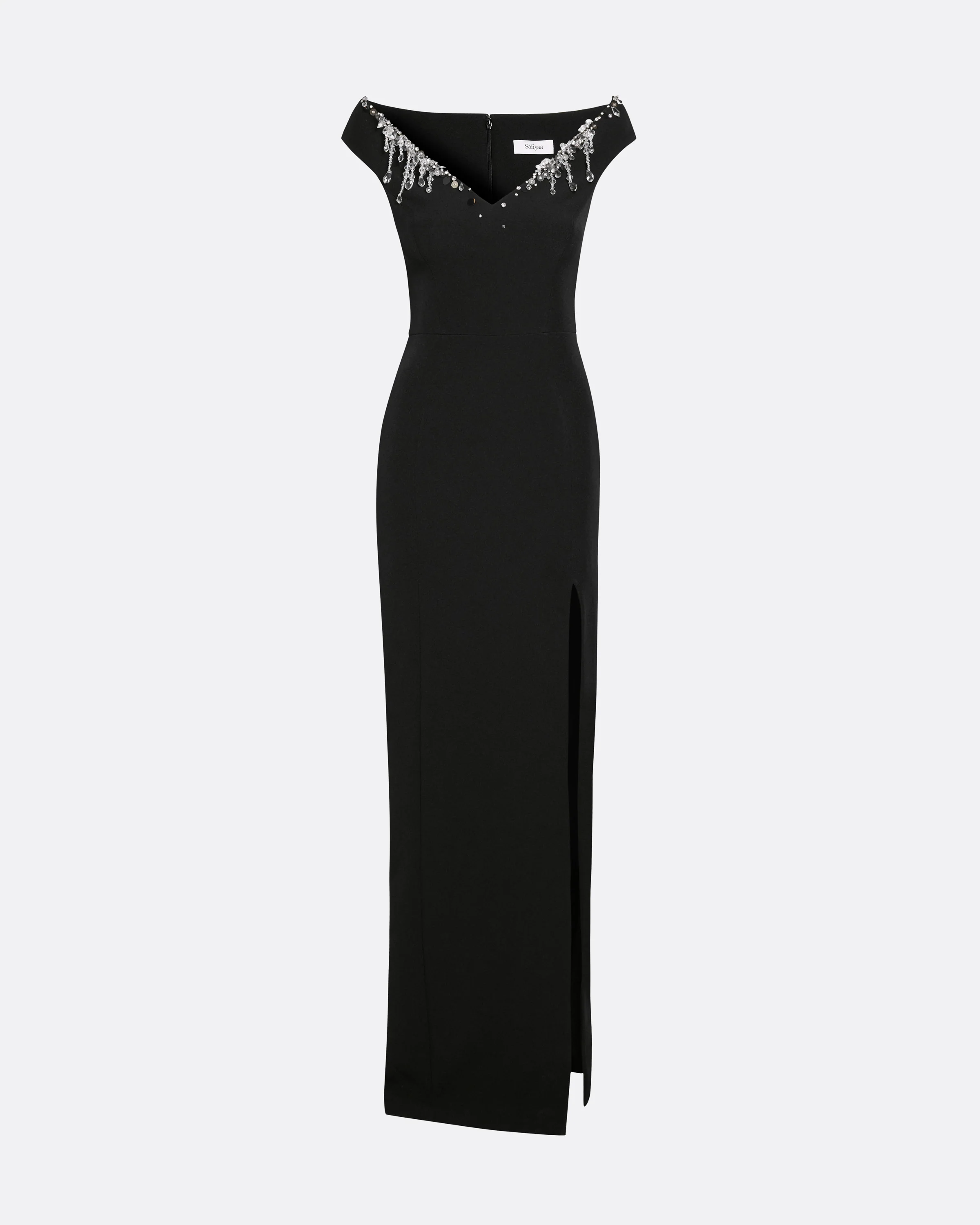 Lucrezia Long Dress in Black with Smoke/crystal - Image 5