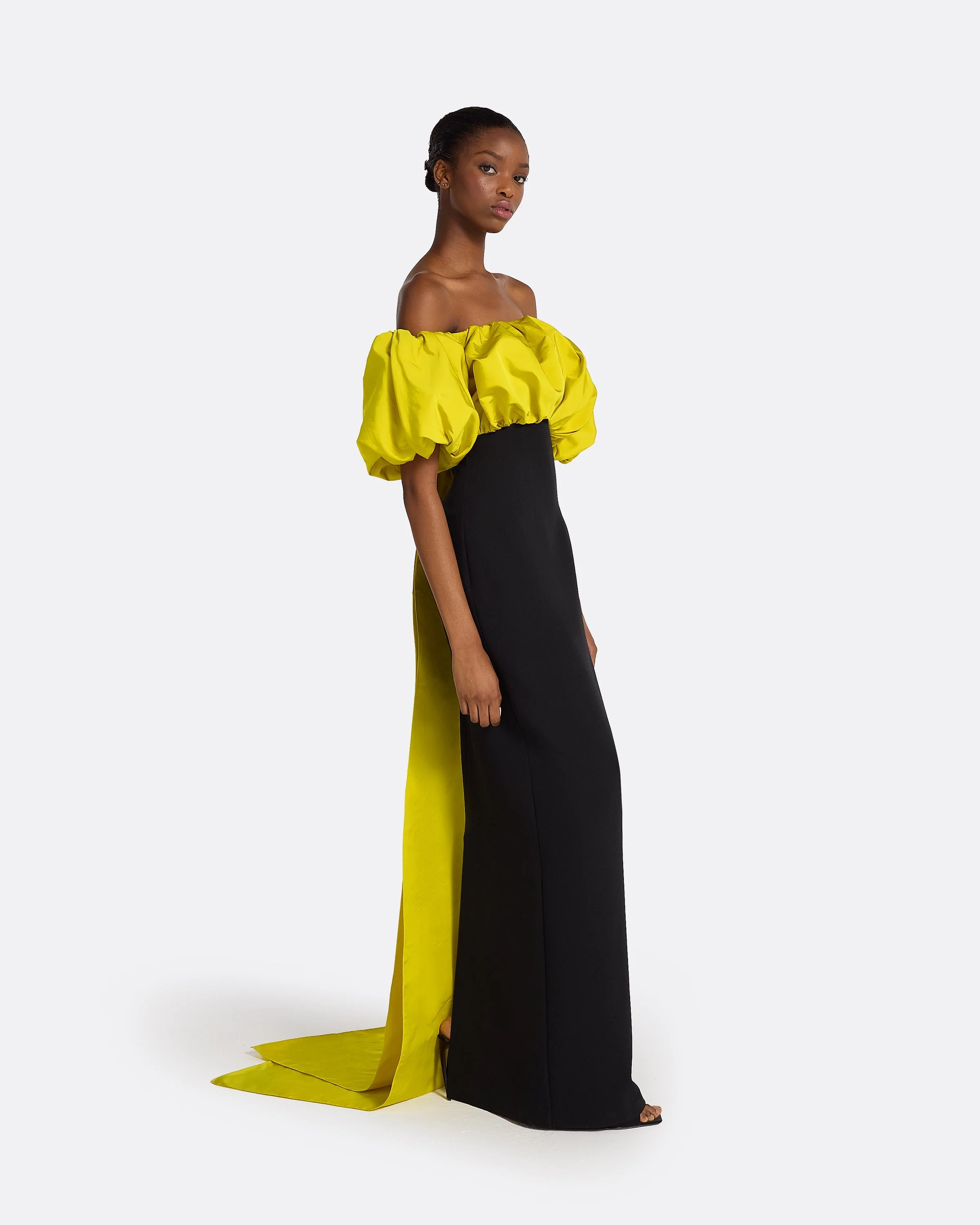 Milia Black & Chartreuse Long Dress - Image 4