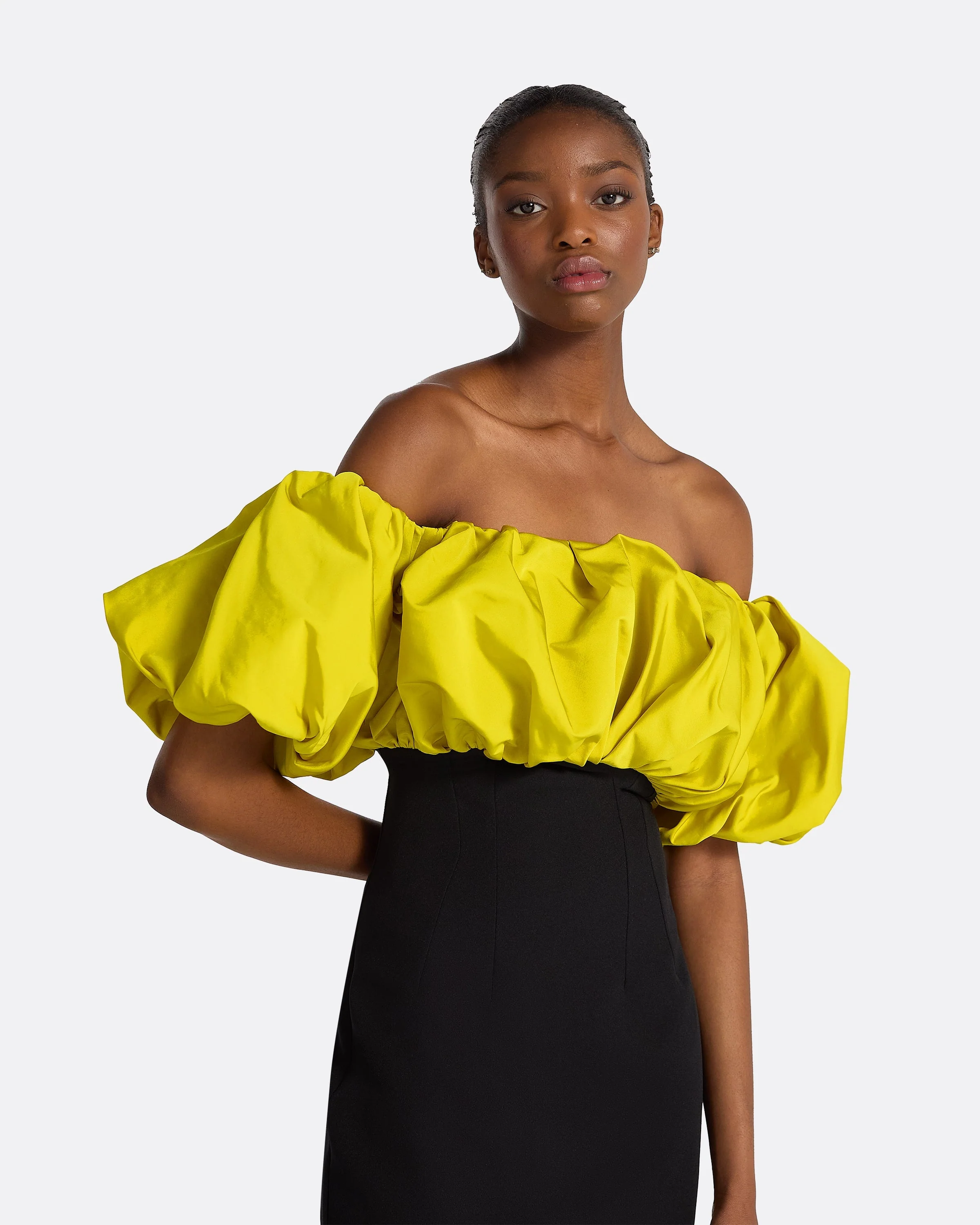 Milia Black & Chartreuse Long Dress - Image 5