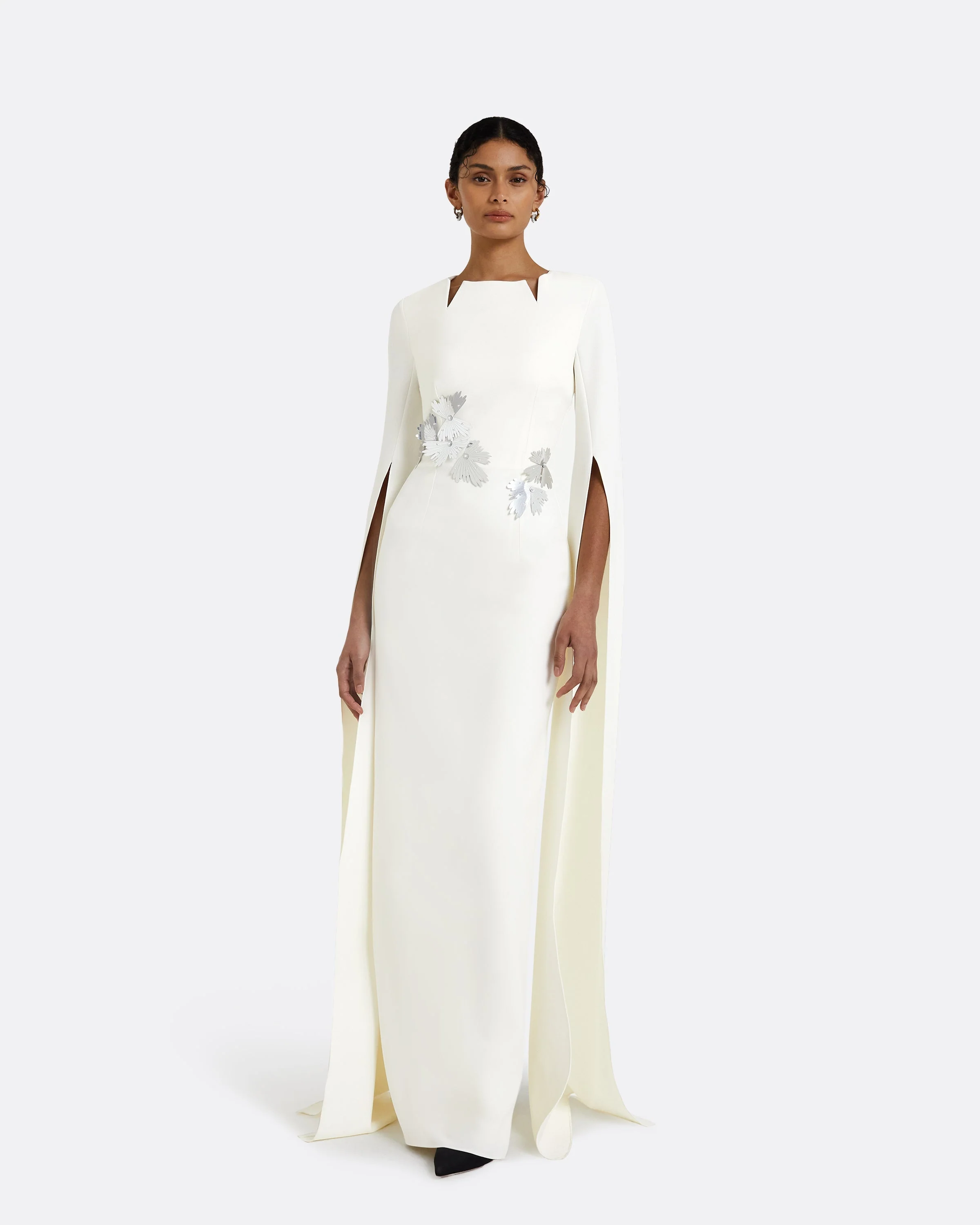 Talin Embroidered Ivory Long Dress - Image 4
