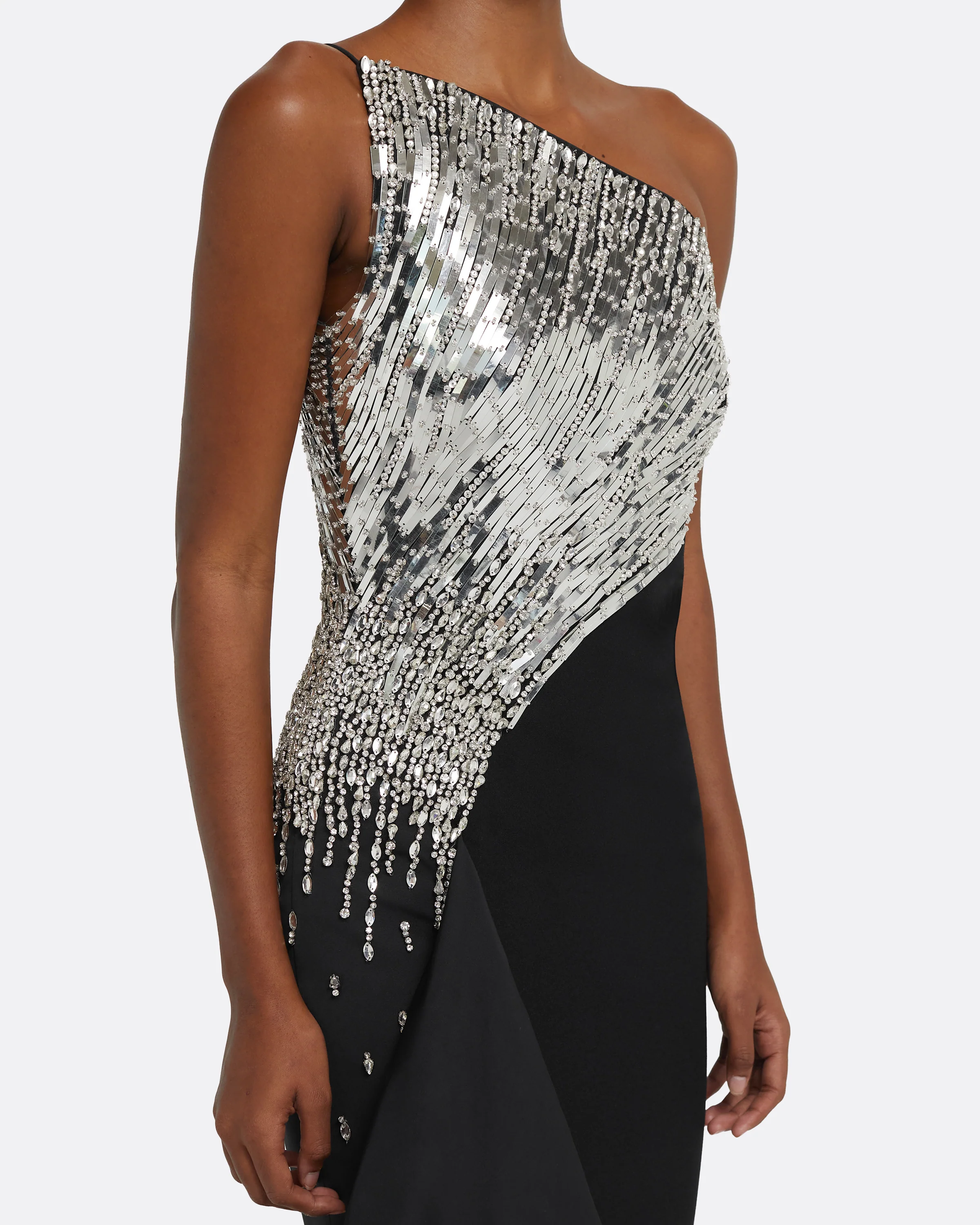 Tia Dress Long in Black with Crystal - Image 3