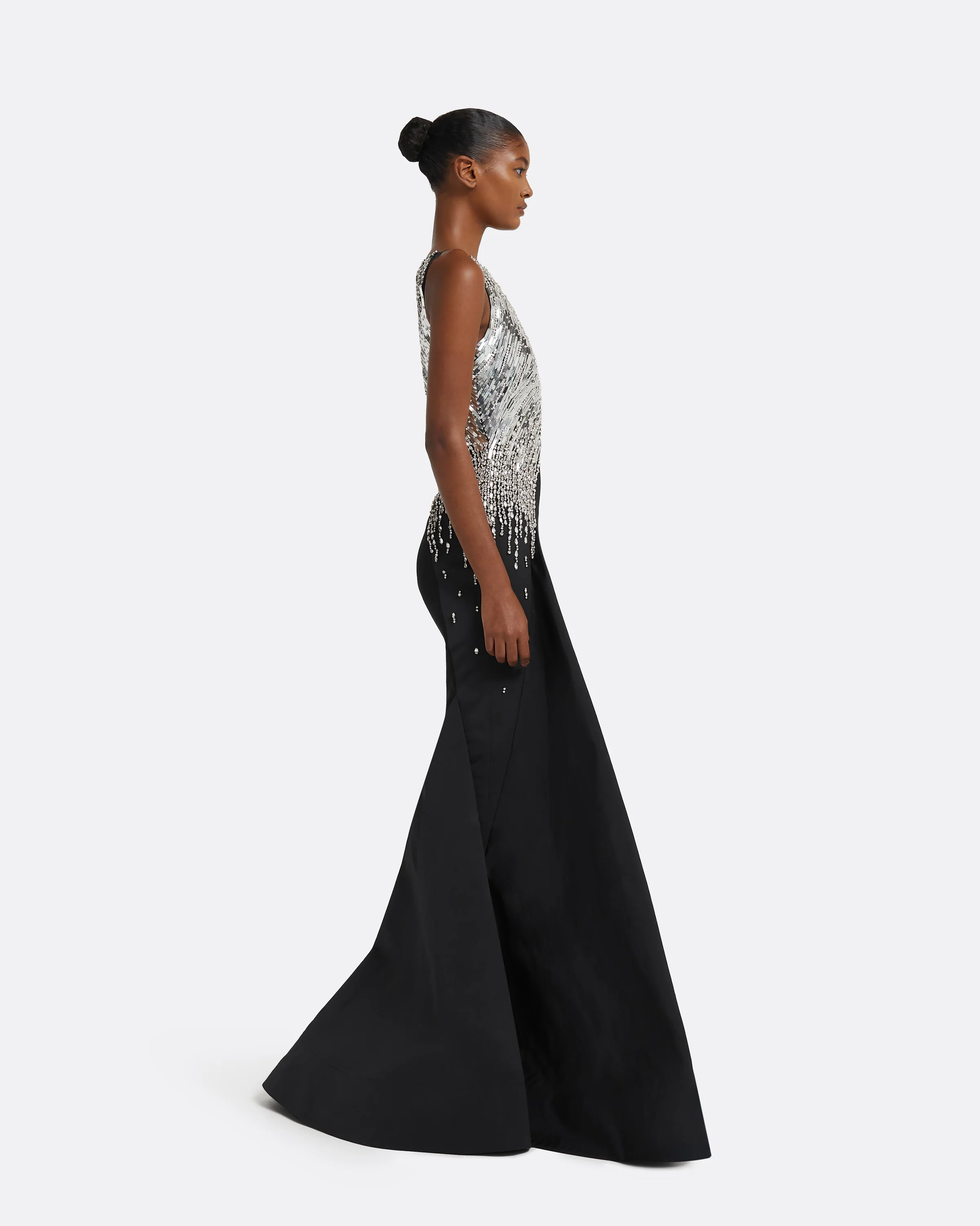 Tia Dress Long in Black with Crystal - Image 4